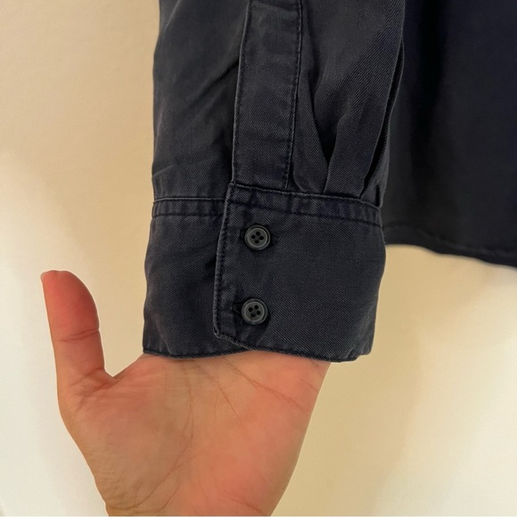 Pistola Revolve Button Down Blouse Top Long Sleeve Navy Blue SZ XXL - Picture 6 of 14